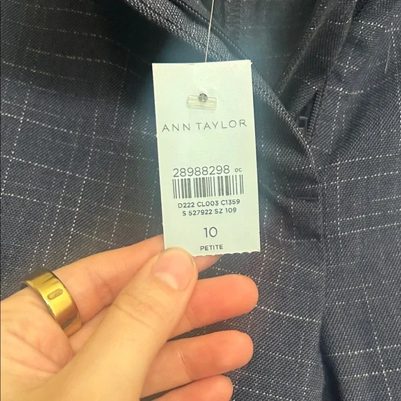 Ann Taylor Straight Leg Pants in Blue Crosshatch - Picture 6 of 7